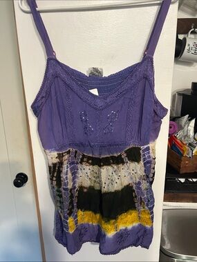Boho Purple Tie Dyed Top